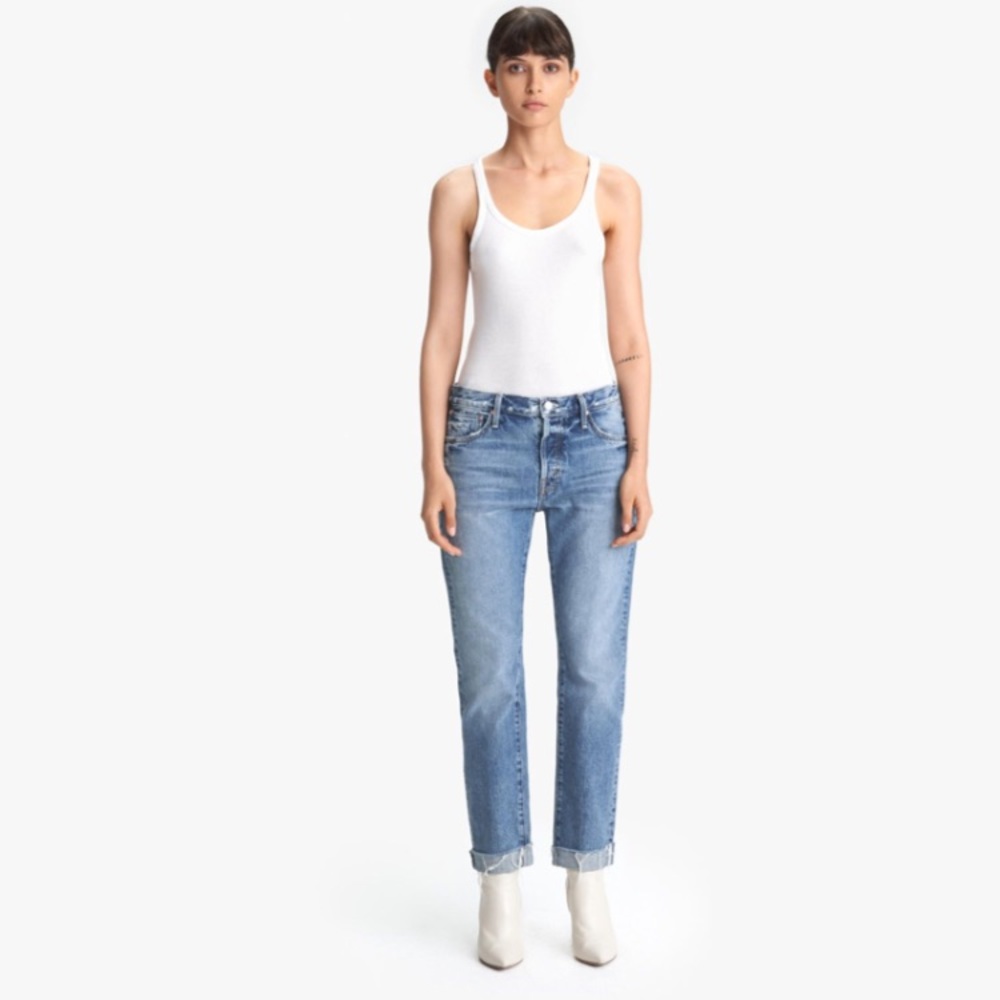 MOTHER The Scrapper Cuff Ankle Fray Jeans